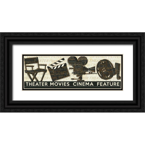 Cinema Black Ornate Wood Framed Art Print with Double Matting by Pela Studio