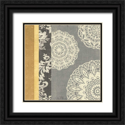 Contemporary Lace I - Yellow Grey Black Ornate Wood Framed Art Print with Double Matting by Hershey, Moira