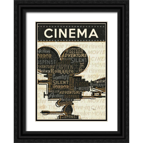 Cinema I Black Ornate Wood Framed Art Print with Double Matting by Pela Studio