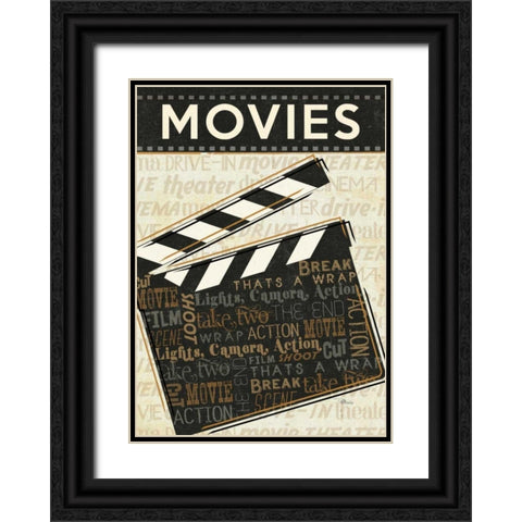 Cinema II Black Ornate Wood Framed Art Print with Double Matting by Pela Studio