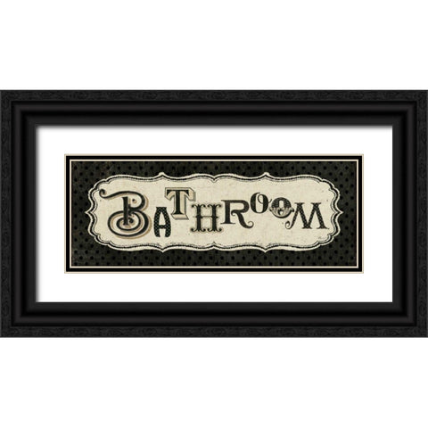 Room Signs II - Bathroom Black Ornate Wood Framed Art Print with Double Matting by Pela Studio