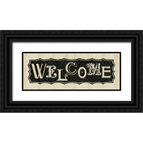 Room Signs IV - Welcome Black Ornate Wood Framed Art Print with Double Matting by Pela Studio
