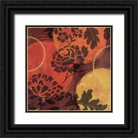 Floral Decal III Black Ornate Wood Framed Art Print with Double Matting by Charron, Veronique