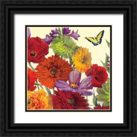 Butterfly Flower Scatter Crop II Black Ornate Wood Framed Art Print with Double Matting by Rowan, Carol