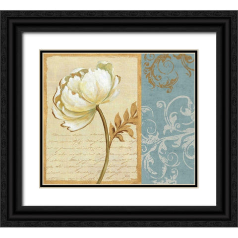 White Beauty II Black Ornate Wood Framed Art Print with Double Matting by Charron, Veronique
