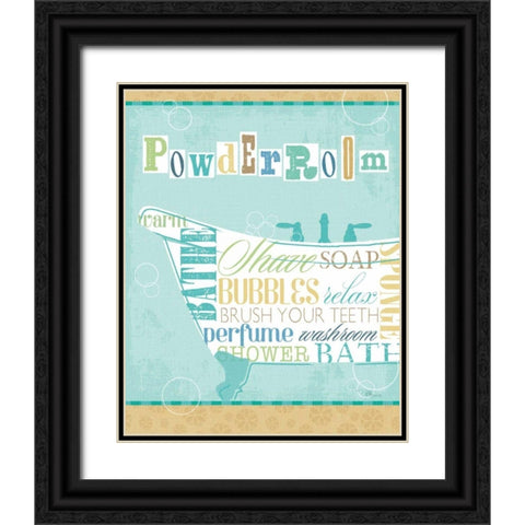 Bathroom Words Tub I Black Ornate Wood Framed Art Print with Double Matting by Pela Studio