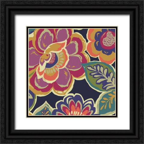 Floral Assortment Square I Black Ornate Wood Framed Art Print with Double Matting by Wild Apple Portfolio