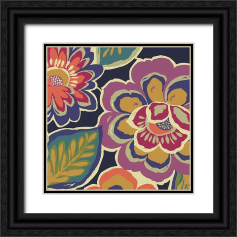 Floral Assortment Square II Black Ornate Wood Framed Art Print with Double Matting by Wild Apple Portfolio