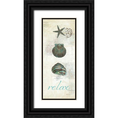 Touch of Blue Shells I Black Ornate Wood Framed Art Print with Double Matting by Pertiet, Katie