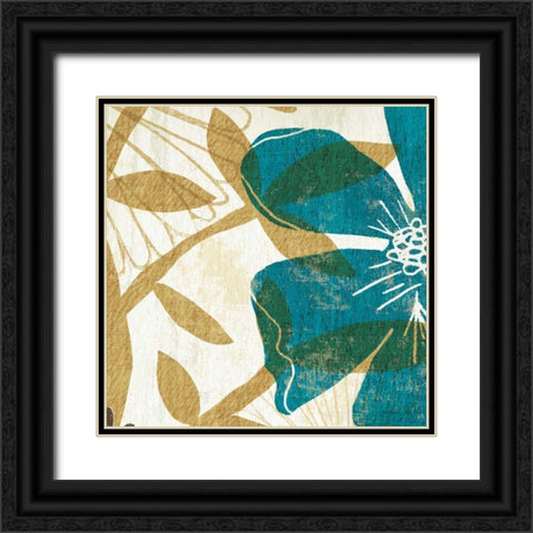 Floral Burst Square I Black Ornate Wood Framed Art Print with Double Matting by Mullan, Michael