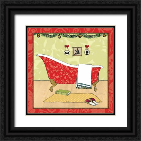 Soak Awhile - Holiday Tub Black Ornate Wood Framed Art Print with Double Matting by Schlabach, Sue