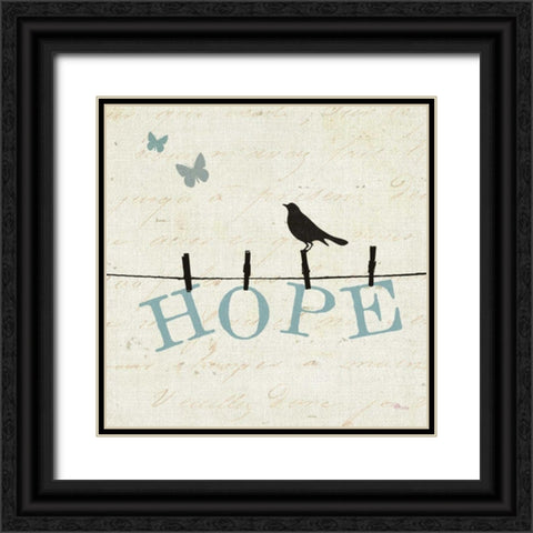 Bird Talk I Black Ornate Wood Framed Art Print with Double Matting by Pela Studio