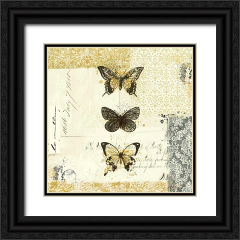 Golden Bees n Butterflies No 2 Black Ornate Wood Framed Art Print with Double Matting by Pertiet, Katie