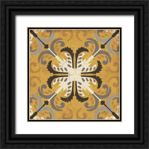Golden Glow Square III Black Ornate Wood Framed Art Print with Double Matting by Pela Studio