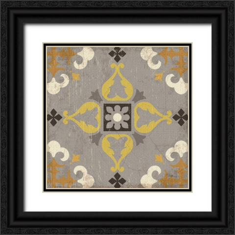 Golden Glow Square VIII Black Ornate Wood Framed Art Print with Double Matting by Pela Studio