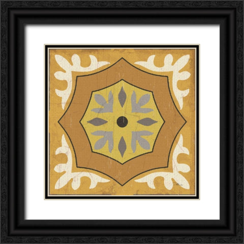 Golden Glow Square XII Black Ornate Wood Framed Art Print with Double Matting by Pela Studio