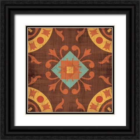 From India Square III Black Ornate Wood Framed Art Print with Double Matting by Pela Studio