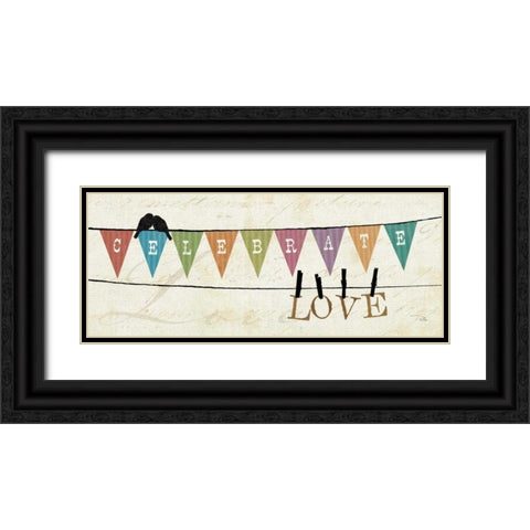 Happy Words I Black Ornate Wood Framed Art Print with Double Matting by Pela