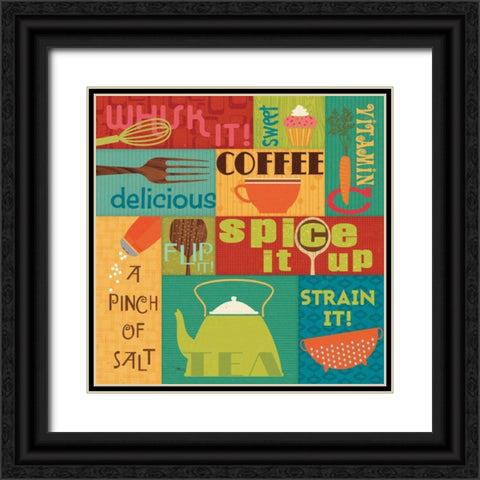 Kitchen It I Black Ornate Wood Framed Art Print with Double Matting by Pela Studio