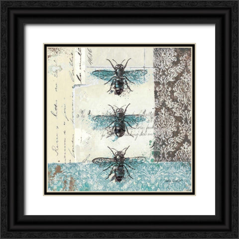 Bees n Butterflies No. I Black Ornate Wood Framed Art Print with Double Matting by Pertiet, Katie