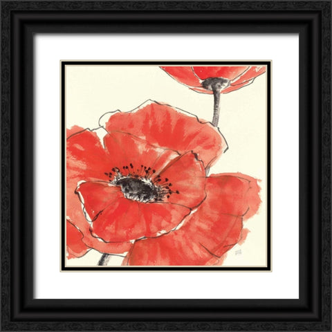 Spring Poppy II Black Ornate Wood Framed Art Print with Double Matting by Paschke, Chris