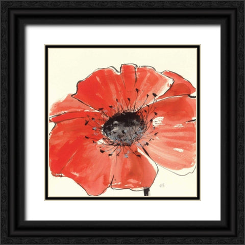 Spring Poppy IV Black Ornate Wood Framed Art Print with Double Matting by Paschke, Chris