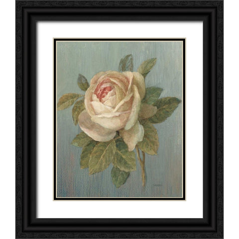 June Rose Green Black Ornate Wood Framed Art Print with Double Matting by Nai, Danhui