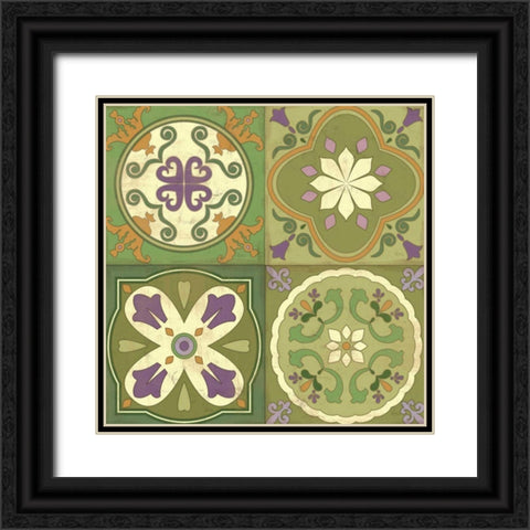 Fresh Herb Tiles Square Black Ornate Wood Framed Art Print with Double Matting by Charron, Veronique
