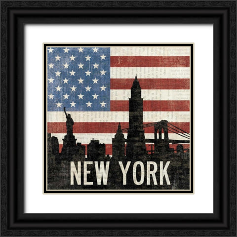 New York Black Ornate Wood Framed Art Print with Double Matting by Hershey, Moira
