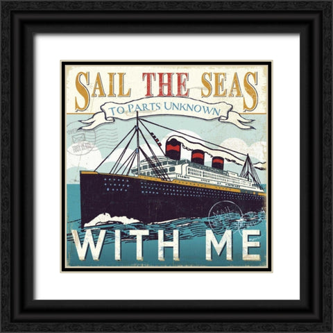 Lets Travel I Black Ornate Wood Framed Art Print with Double Matting by Pela Studio