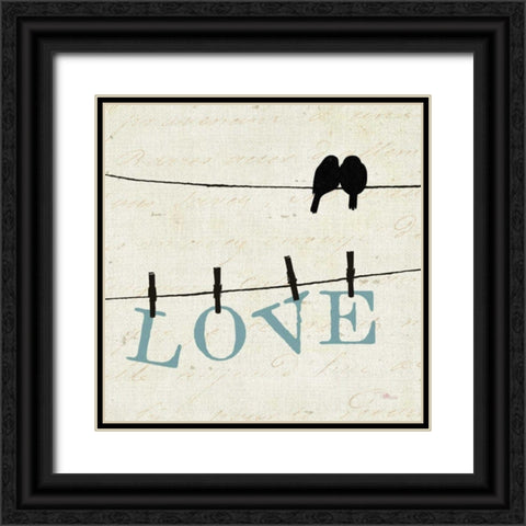 Bird Talk II Black Ornate Wood Framed Art Print with Double Matting by Pela Studio