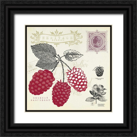 Raspberry Notes Black Ornate Wood Framed Art Print with Double Matting by Studio Mousseau