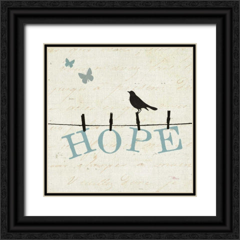 Bird Talk I Black Ornate Wood Framed Art Print with Double Matting by Pela Studio