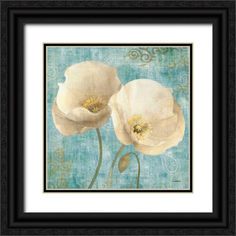 Poppies on Paisley Black Ornate Wood Framed Art Print with Double Matting by Hristova, Albena