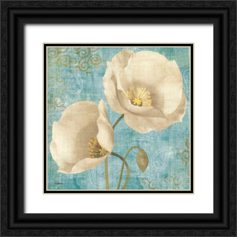 Rich Poppies on Paisley Black Ornate Wood Framed Art Print with Double Matting by Hristova, Albena