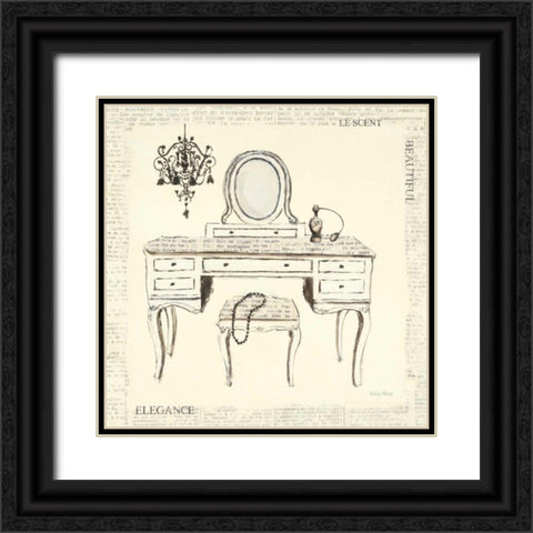 Emilys Boudoir III Table Black Ornate Wood Framed Art Print with Double Matting by Adams, Emily