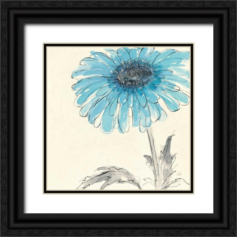 Gerbera Blue II Black Ornate Wood Framed Art Print with Double Matting by Paschke, Chris