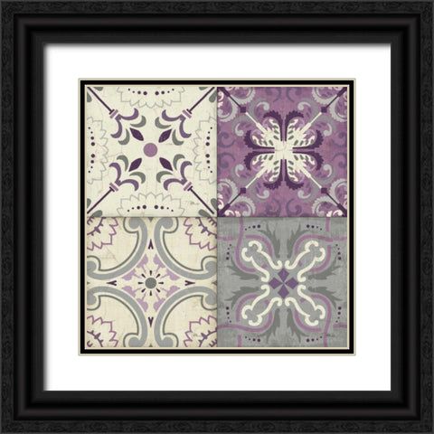 Lavender Glow Tiles Black Ornate Wood Framed Art Print with Double Matting by Pela Studio