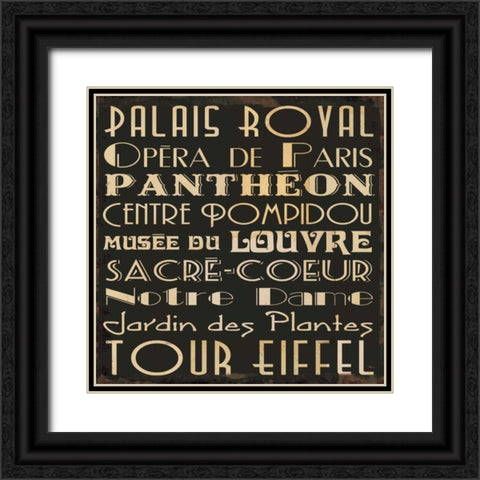 Paris Collage IV Black Ornate Wood Framed Art Print with Double Matting by Pela Studio