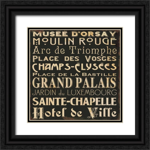 Paris Collage V Black Ornate Wood Framed Art Print with Double Matting by Pela Studio