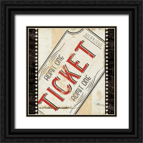 Admit One Black Ornate Wood Framed Art Print with Double Matting by Pela Studio