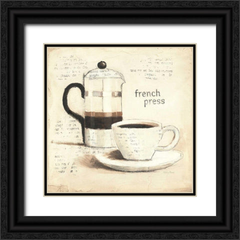 Parisian Coffee III Black Ornate Wood Framed Art Print with Double Matting by Adams, Emily