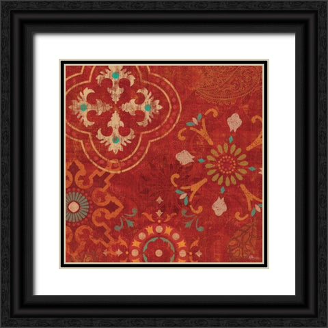 Crimson Stamps III Black Ornate Wood Framed Art Print with Double Matting by Pela Studio