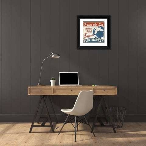 Fresh Seafood IV Black Ornate Wood Framed Art Print with Double Matting by Pela Studio