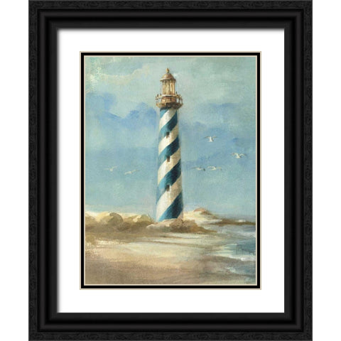 Lighthouse I Black Ornate Wood Framed Art Print with Double Matting by Nai, Danhui