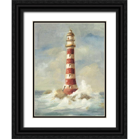 Lighthouse II Black Ornate Wood Framed Art Print with Double Matting by Nai, Danhui