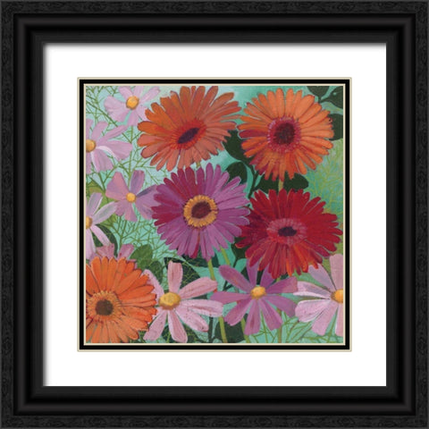Cosmos and Gerberas I Black Ornate Wood Framed Art Print with Double Matting by Lovell, Kathrine