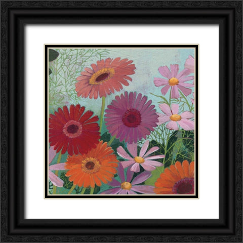 Cosmos and Gerberas II Black Ornate Wood Framed Art Print with Double Matting by Lovell, Kathrine