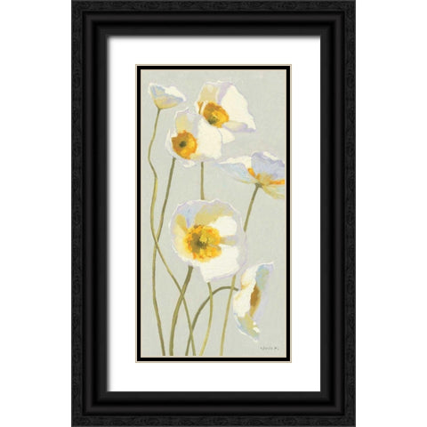 White on White Poppies Panel I Black Ornate Wood Framed Art Print with Double Matting by Novak, Shirley