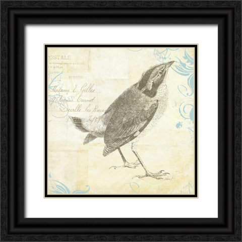 Engraved Birds I Black Ornate Wood Framed Art Print with Double Matting by Pertiet, Katie